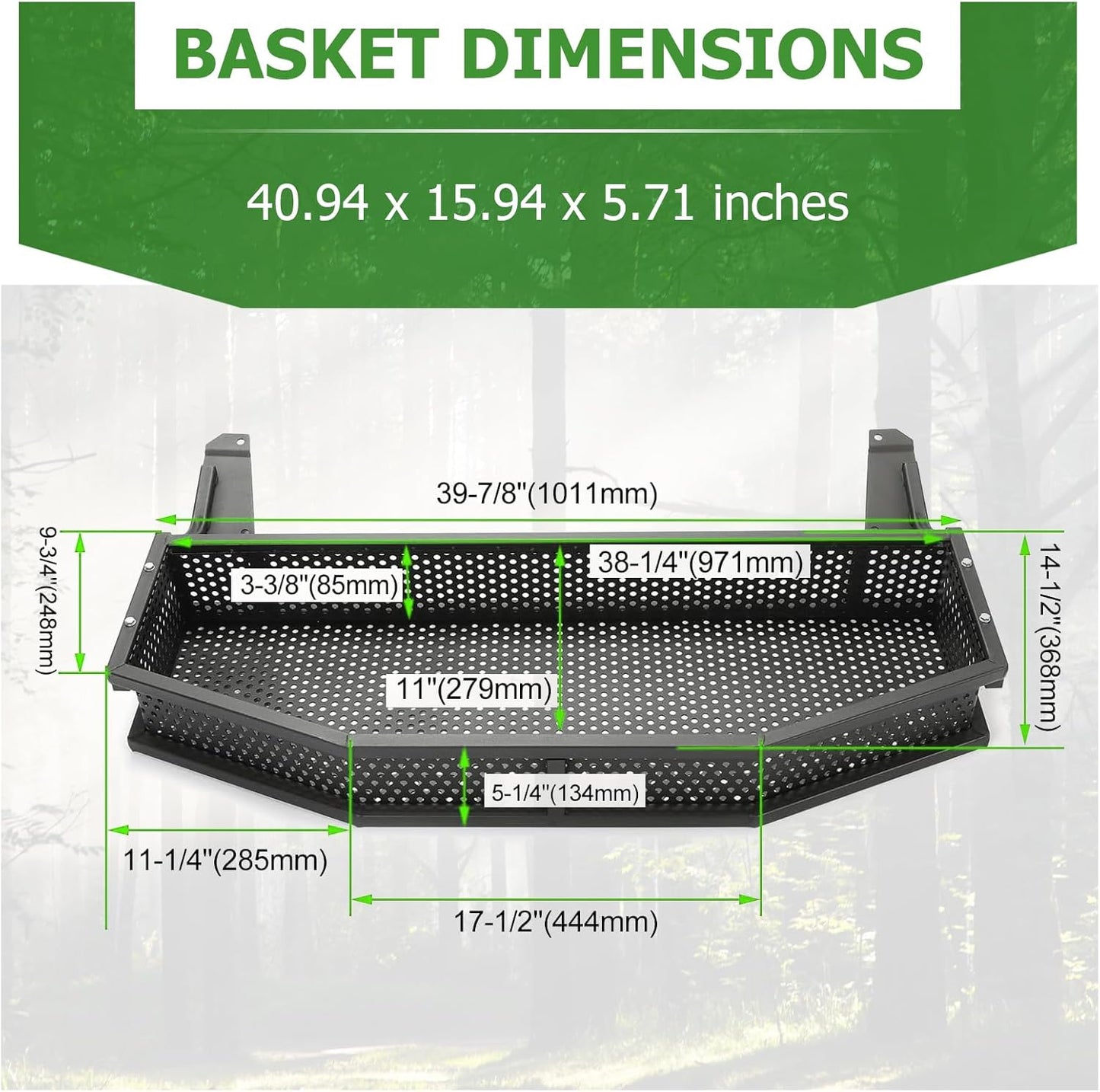 HECASA Black Front Clay Outer Cargo Basket w/Mounting Brackets Compatible with Club Car DS Golf Cart Gas & Electric Models (Hardware Included)