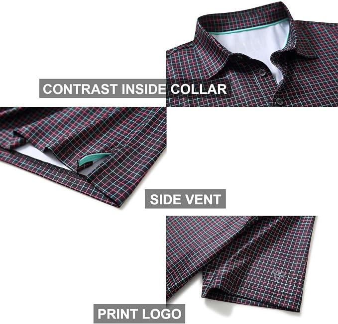 Golf Shirts for Men Dry Fit Short Sleeve Print Performance Moisture Wicking - Image 4
