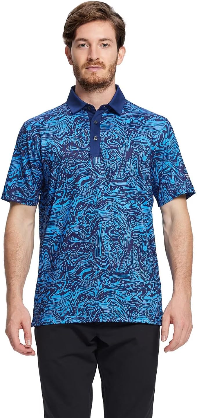 Golf Shirts for Men Dry Fit Short Sleeve Print Performance Moisture Wicking - Image 2