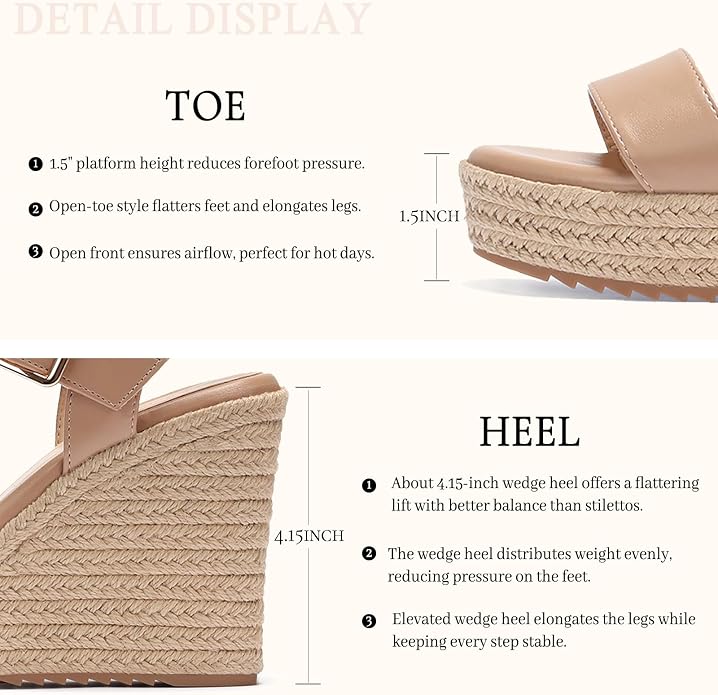 VICKI·VICKI Wedges for Women Platform Sandals Wedge Heels for Sandals - Image 6