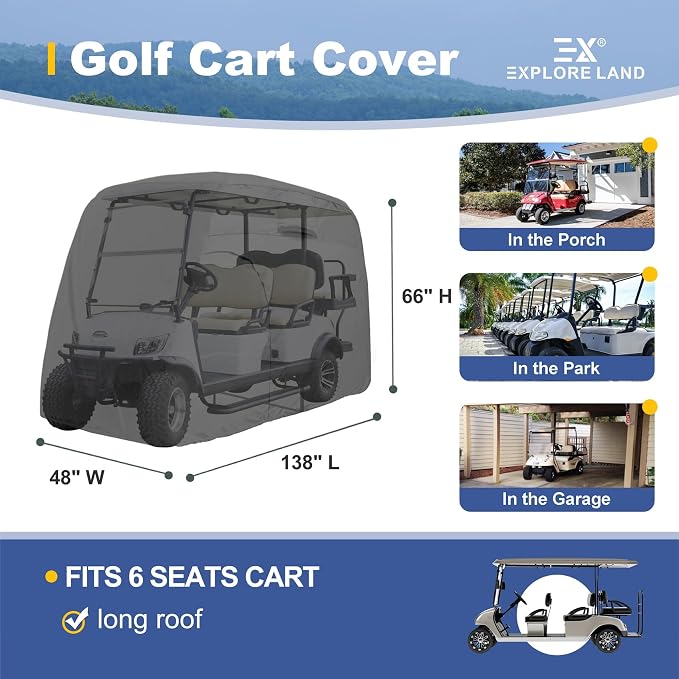 Explore Land Waterproof Golf Cart Cover Universal Fits - Image 2