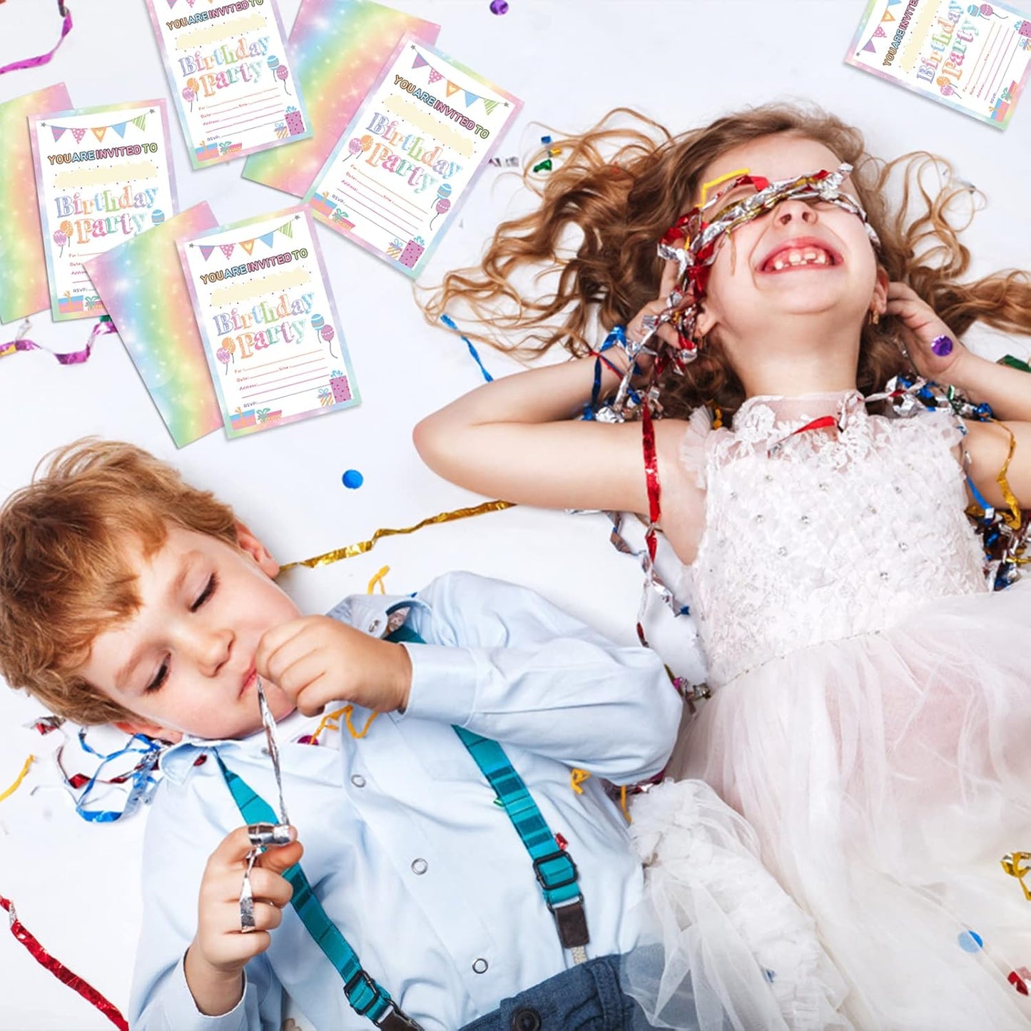 Idealmuzik 30 Pack Birthday Party Invitations for Girls with Envelopes and Sticker, Cute Birthday Party Invitations Cards for Kids, Party Decorations Supplies for Baby Shower Birthday Party