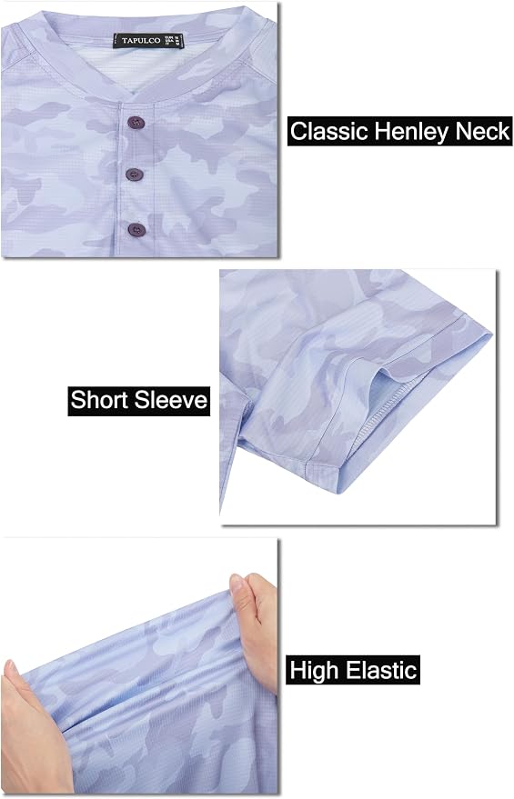 TAPULCO Mens Collarless Golf Shirts Short Sleeve Dry Fit Stretch Casual - Image 5