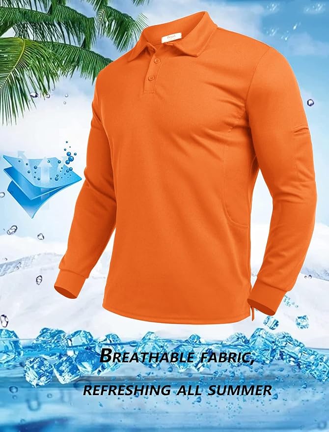 Deyeek Men's Polo Shirts Long Sleeve Golf Polo Shirts - Image 2