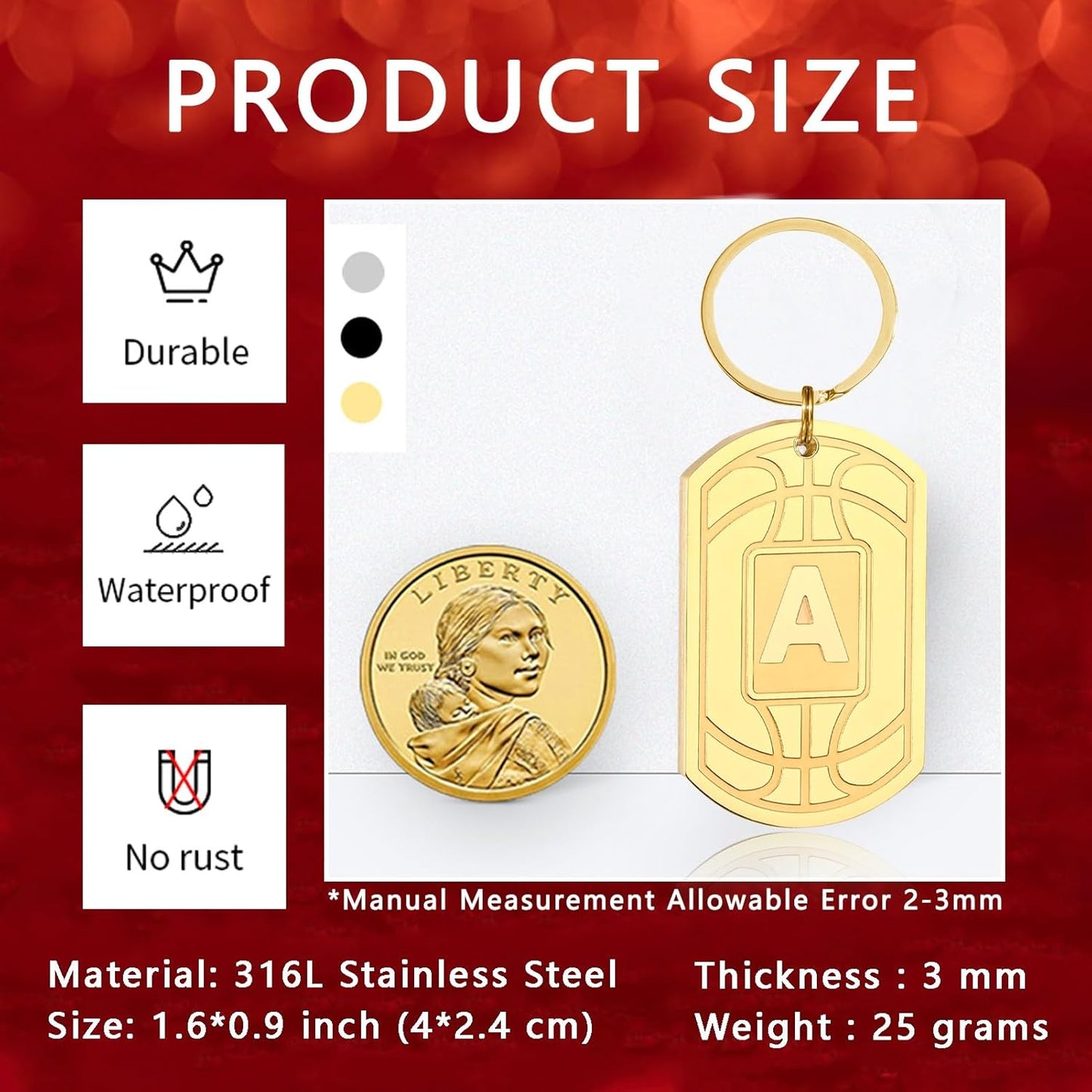 Initial Keychain Gifts for Men,Basketball Dog Tag Mens Keychains for Men Him Dad