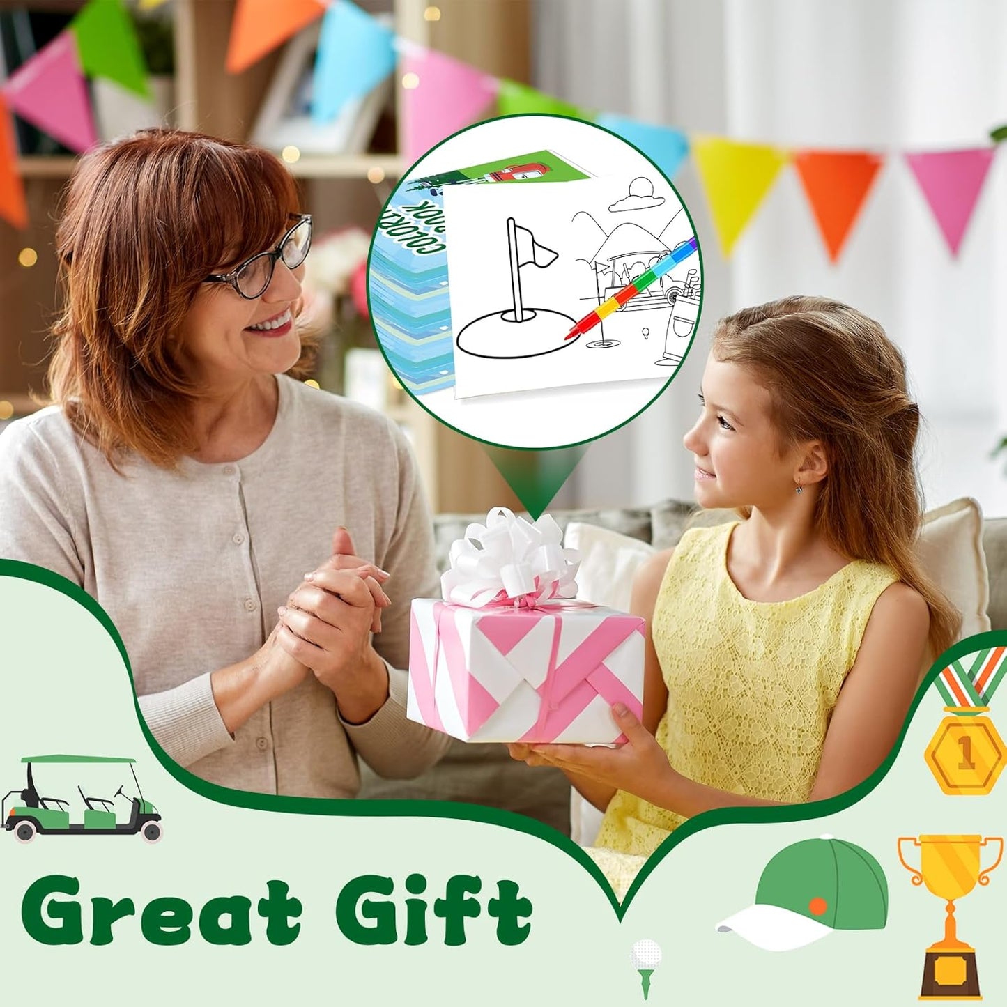 24Pcs Golf Coloring Books for Kids Golf Ball Sports Party Favors Activity Books Bulk with Pens for Boys Birthday Party Goodie Bag Stuffers Gift Classroom Reward