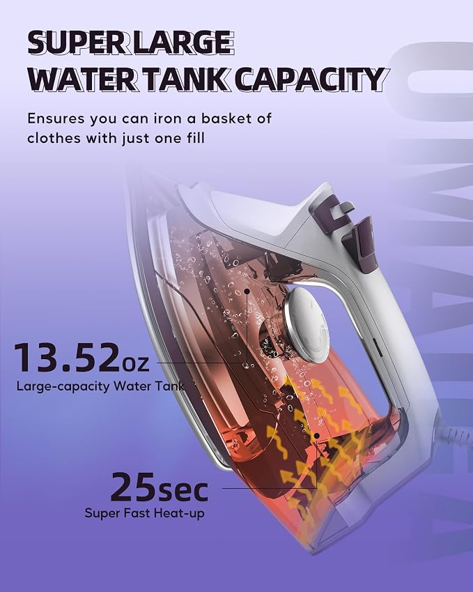 Steam Iron for Clothes - 1750W Iron - Image 7