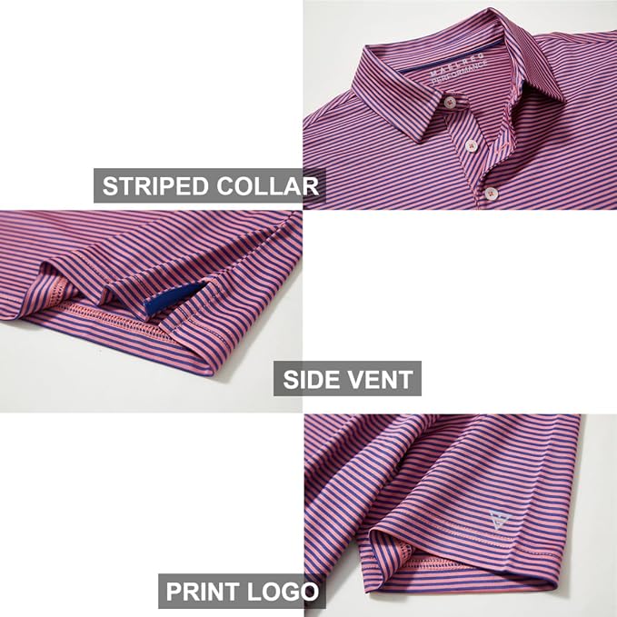 Golf Shirts for Men Dry Fit Short Sleeve Print Performance Moisture Wicking - Image 4