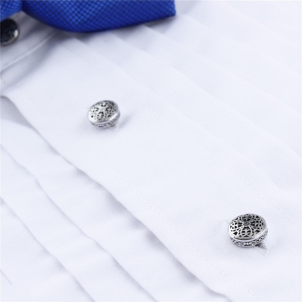 HAWSON Cufflinks and Studs for Men-Fashion Men Vintage Enamel Carbon Fiber Tuxedo Shirt Cufflinks and Studs Set for Regular Wedding Business Accessories