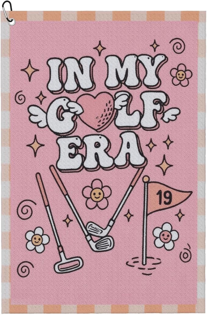Pink Golf Towel with Carabiner Clip 24"x16" Funny Girls Golf Towels by Unknown