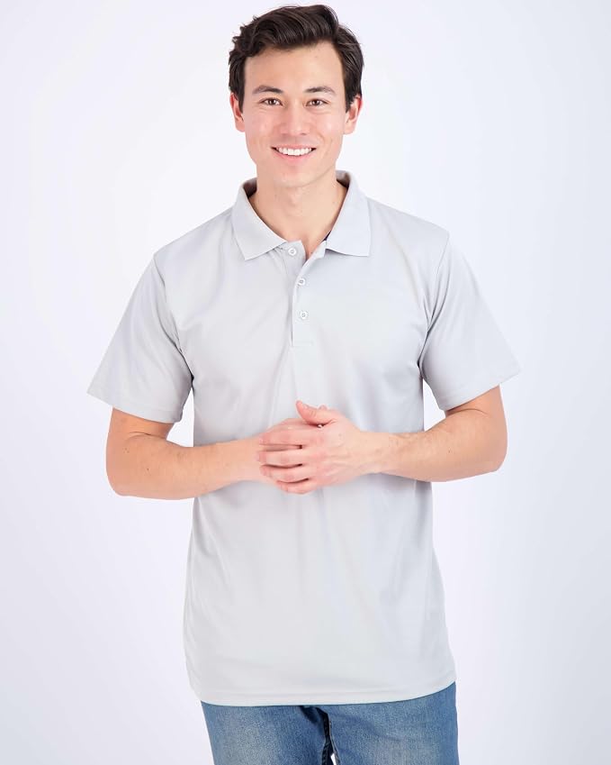 Real Essentials 3 Pack: Men's Quick-Dry Short Sleeve Athletic Performance Polo - Image 2