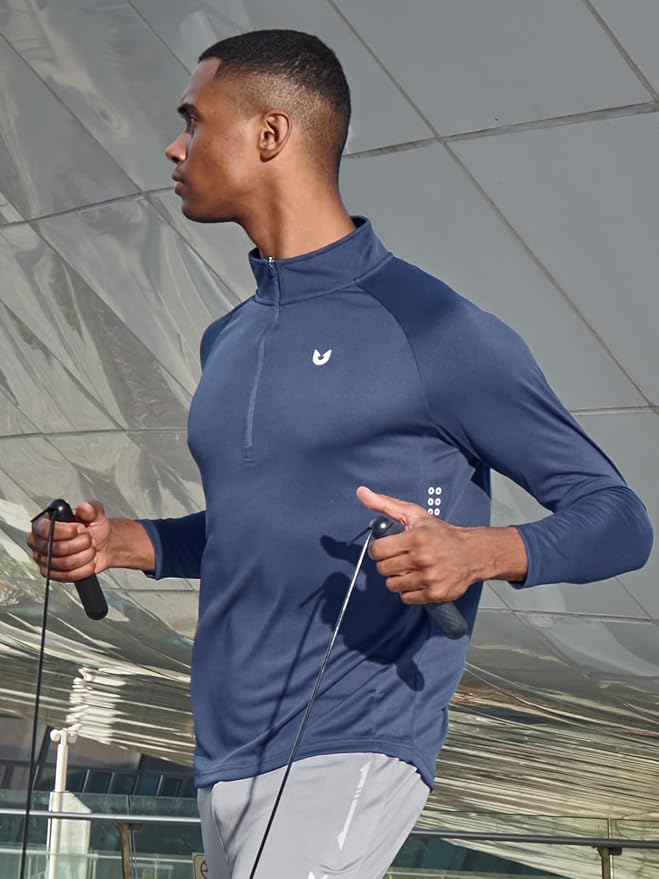 NORTHYARD Quarter Zip Pullover Men Running Shirt Long Sleeve Moisture Wicking - Image 6