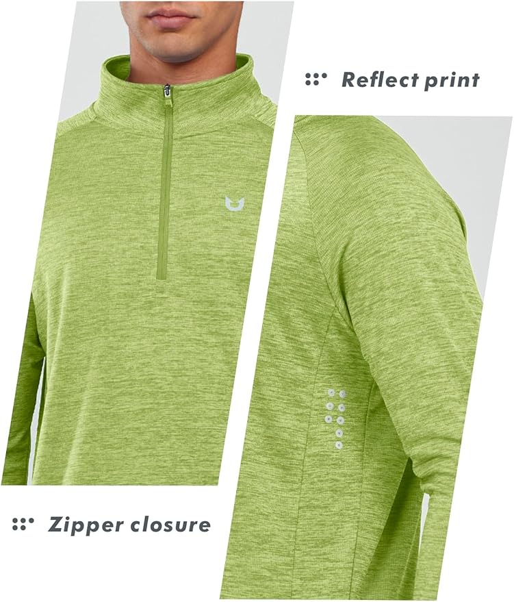 NORTHYARD Quarter Zip Pullover Men Running Shirt Long Sleeve Moisture Wicking - Image 5