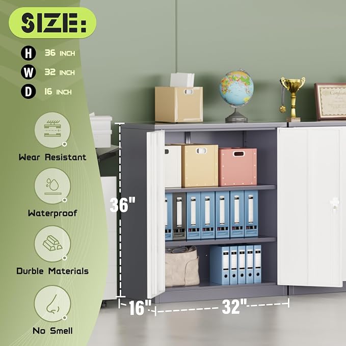 SUNCROWN Metal Storage Cabinets, 36”Locking Cabinet - Image 2