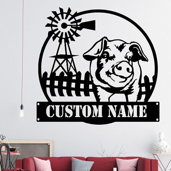 Custom Funny Pig Farmhouse Metal Sign, LED Lights Wall Art, Unique Home Decor - Image 6