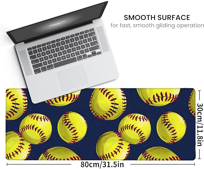 Softball Large Gaming Mouse Pad, 31.5x11.8x0.12in Extended Non-Slip Rubber - Image 2