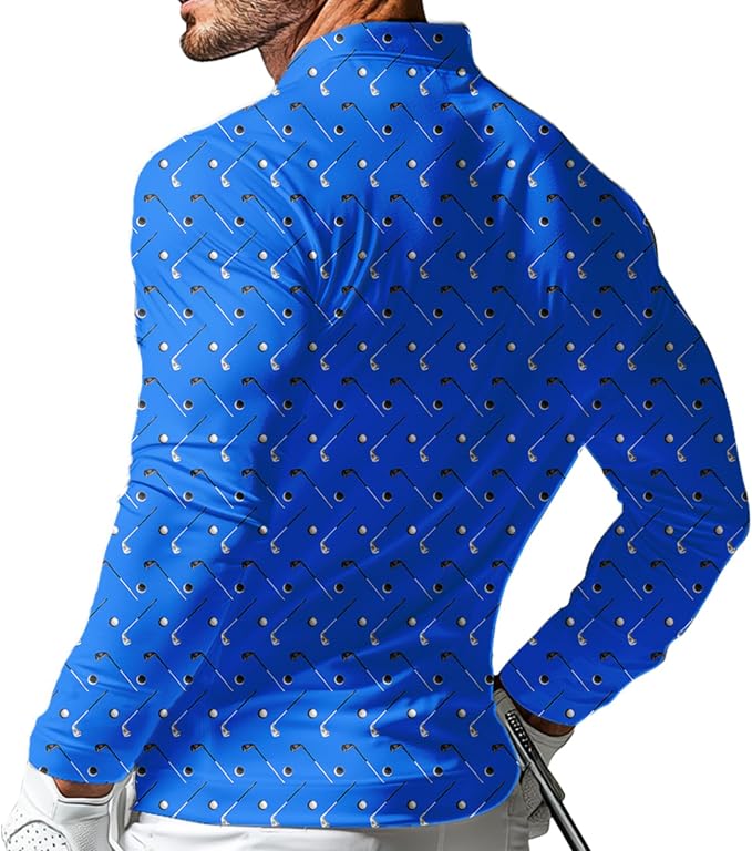 Men's Long Sleeve Golf Shirt Quick Dry 3 Button Work Fishing Outdoor Casual - Image 2
