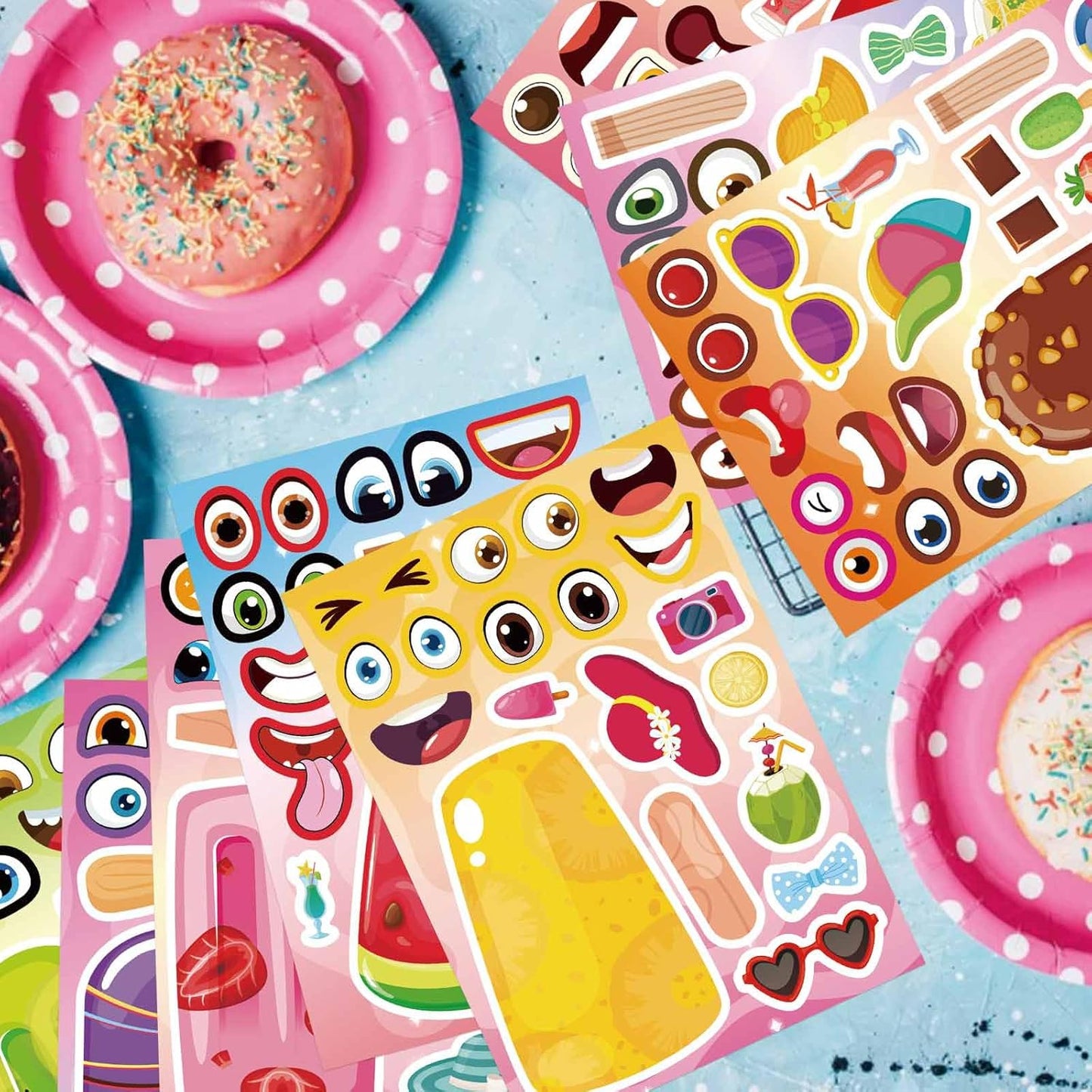 24 Sheets Ice Cream Stickers for Kids Classroom, Make Your Own Ice Cream Sticker, Summer Stickers Birthday Party Favor, Summer Craft Teacher Reward