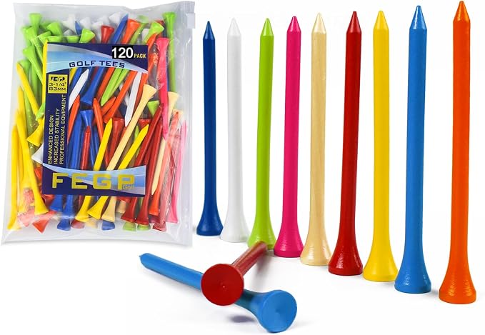 Golf Tees Professional Durable Natrual Wooden Golf Tees 3-1/4" -Pack of 120 Bulk by Unknown