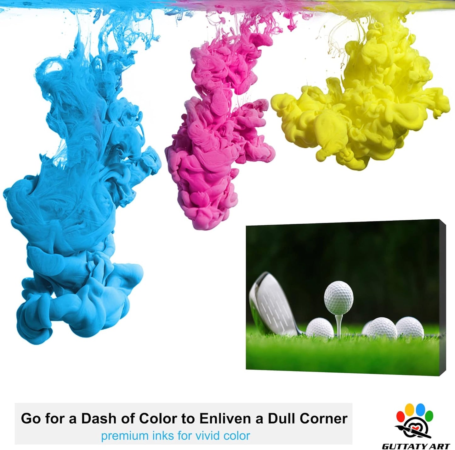 GUTTATY Golf Wall Art, Golf Pictures Posters Canvas Print Wall Decor for Golfer's Man Cave Home Ofice Ready to Hang (24x36 Inches)