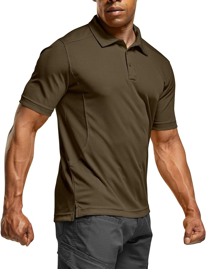 CQR Men's Polo Shirts, Tactical Short Sleeve Golf Performance Shirts, by CQR%C2%AE