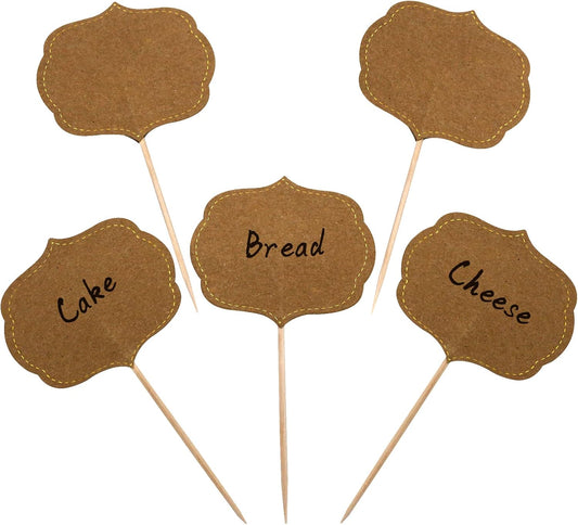 BLUE TOP 50pcs Cupcake Picks Blank Toothpick Flags Cake Toppers Cheese Markers Buffet Labels for Charcuterie Board Food Tags Toothpick Signs for Children's Day Wedding,Birthday Party,Dinner Supplies.