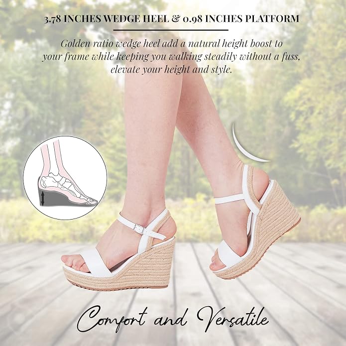 mikarka Women's Espadrille Wedge Sandals: Ankle Strap Platform Open Toe Wedges - Image 6