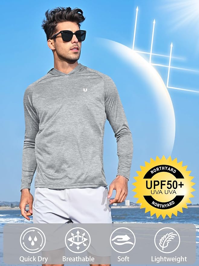 NORTHYARD Men's UPF 50+ Hoodie Shirts Long Sleeve Sun Protection Fishing Swim - Image 2