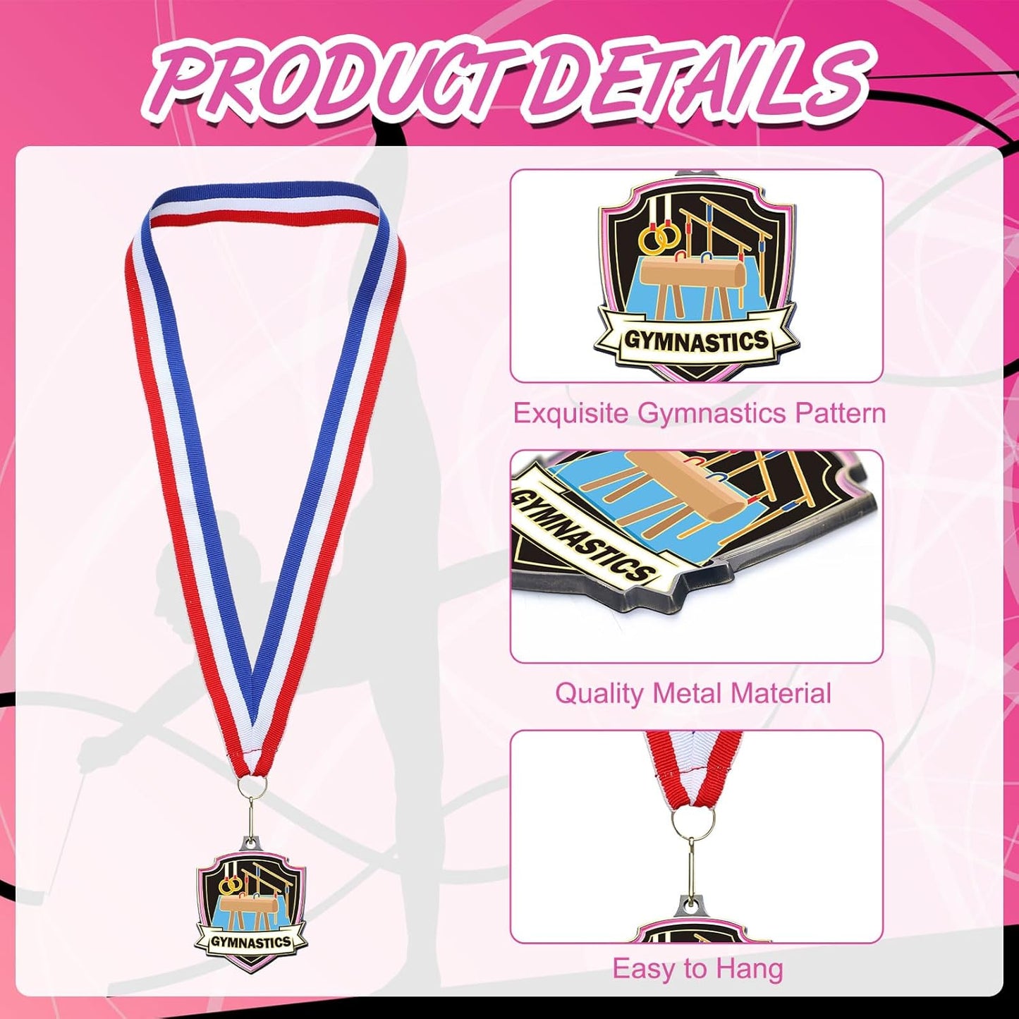 10/20 /30/40 Pcs Award Medals Bulk Sports Medals with Neck Ribbons 2.4 Inch Winner Award Trophy Prize Gift for Sports Themed Party Favors Tournaments School Match