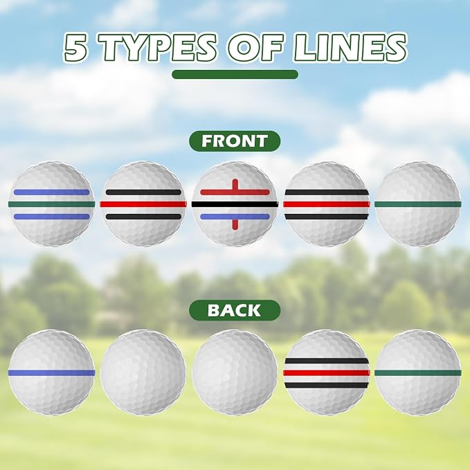 6 Pack Golf Ball Marker Line Tool 360 Degree Triple Line Ball Marker Stencil - Image 6