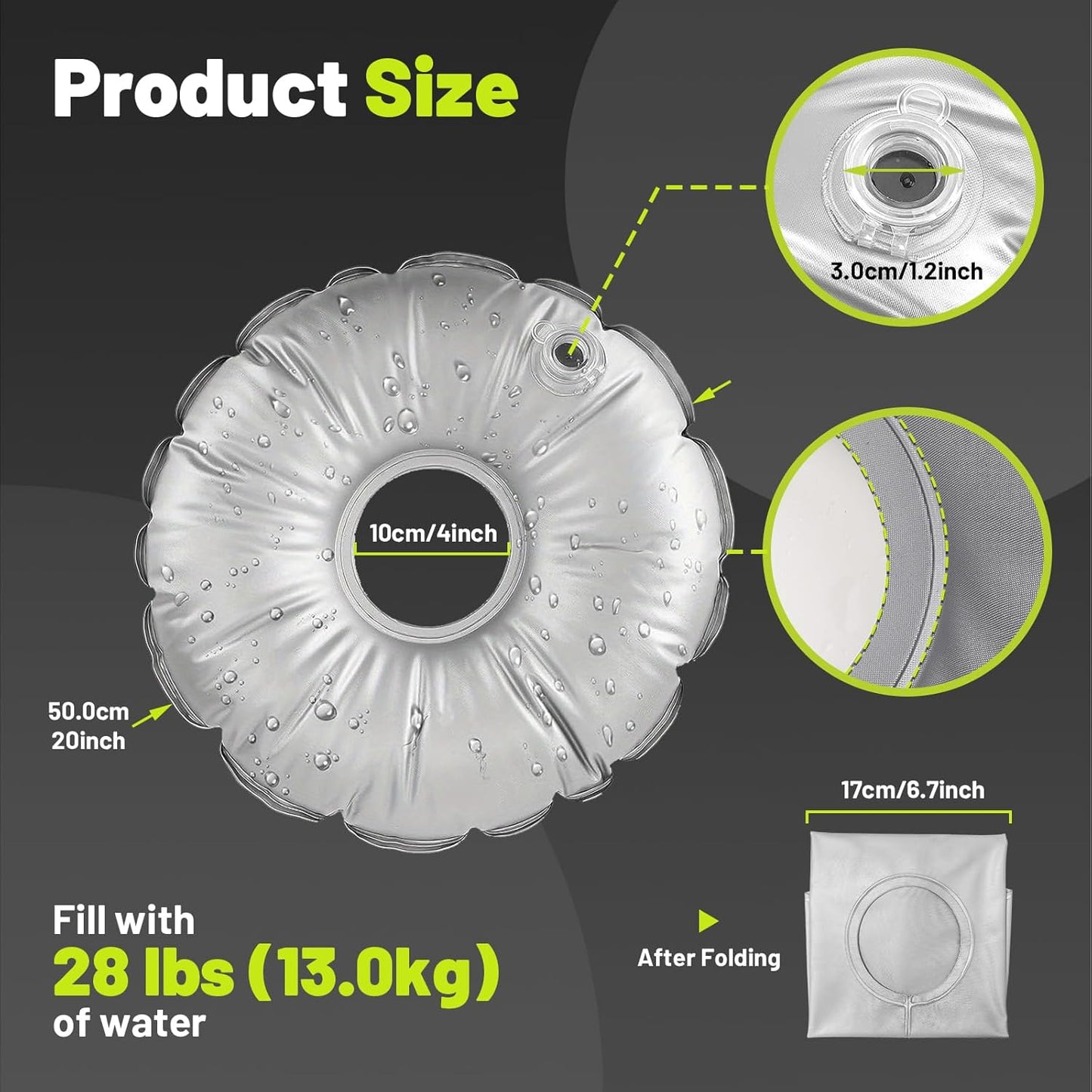 1 Pack 20 in Water Weight Bag for Feather Flag Base & Beach Umbrella - Thickened PVC Water Fillable Base for Feather Flag Beach Umbrella and Photography Stand, Collapsible Flagpole Base, 28 lbs Each