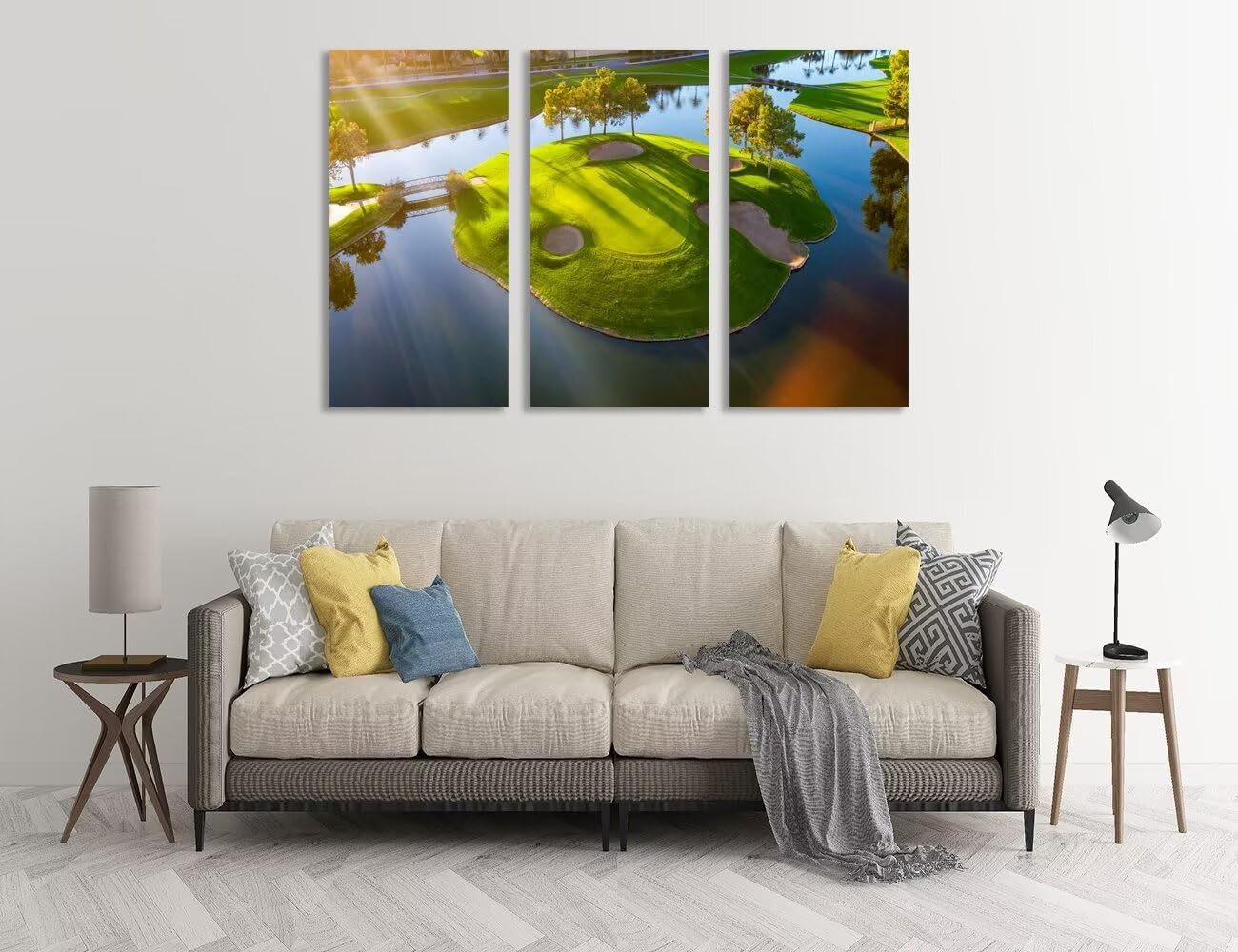 Island Golg Hole in Arizona Golf Course Wall Art for Living Room Bedroom Bathroom Home Decoraitons Golf Course Pictures Posters Framed Artwork Canvas Prints Ready to Hang(12''W x 24''H x3)