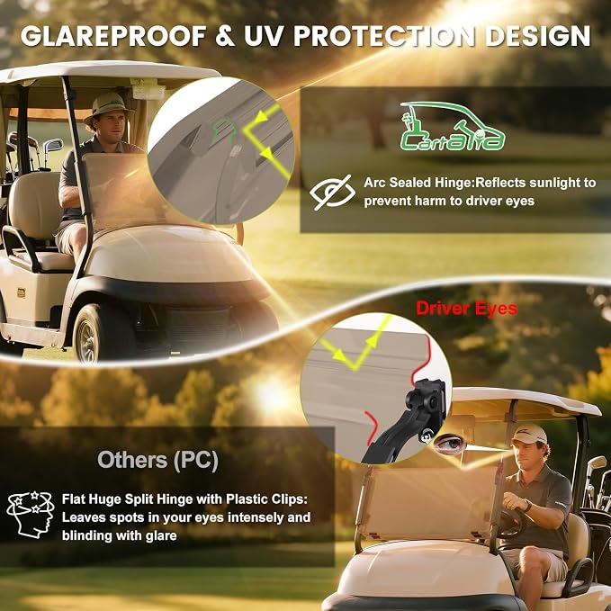 Golf Cart Foldable Windshield 3/16" Thicken Only Fits Club Car Precedent 2004+ - Image 5