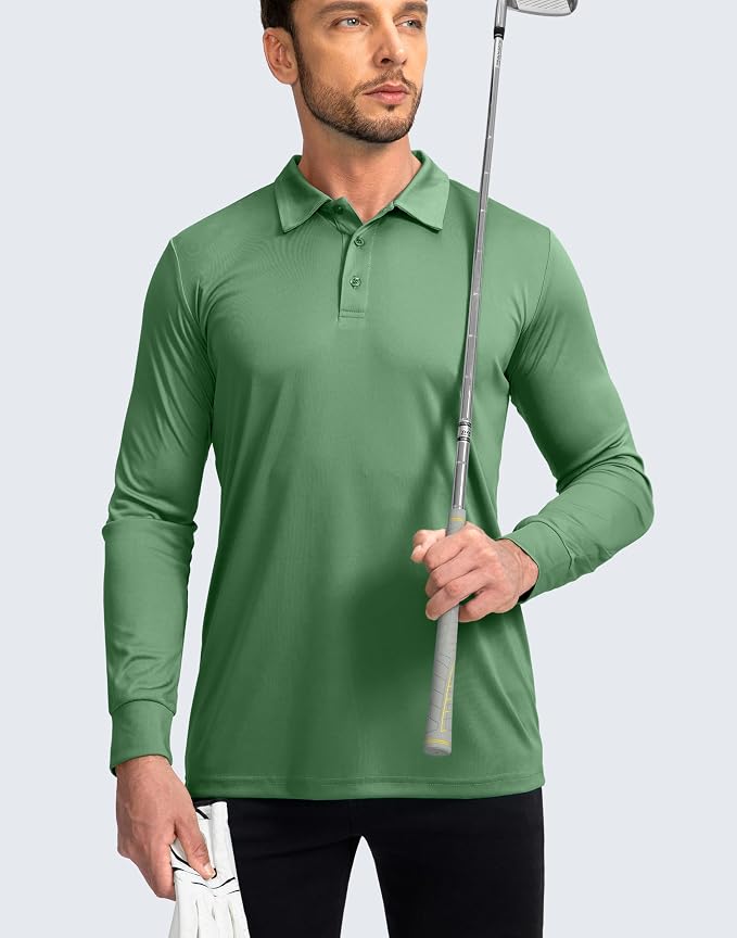 Men's Polo Shirt Long Sleeve Golf Shirts Lightweight UPF 50+ Sun Protection - Image 3
