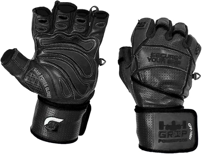 Elite Leather Gym Gloves with Built in 2" Wide Wrist Wraps Grip & Design - Image 5