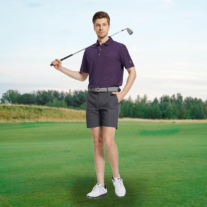 M MAELREG Mens Golf Shirt Short Sleeve Dry Fit Print Moisture Wicking - Image 2