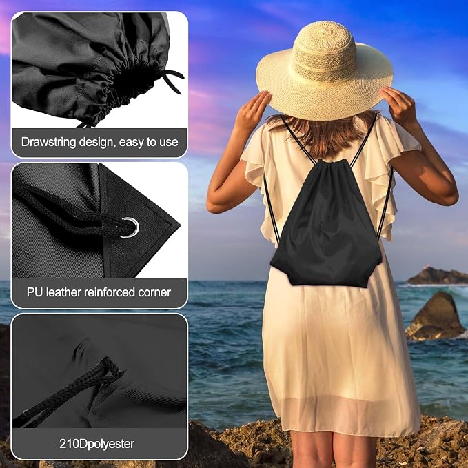 KUUQA 60Pcs Black Drawstring Backpack Bag Sack Drawstring Bags Bulk String Bags - Image 3
