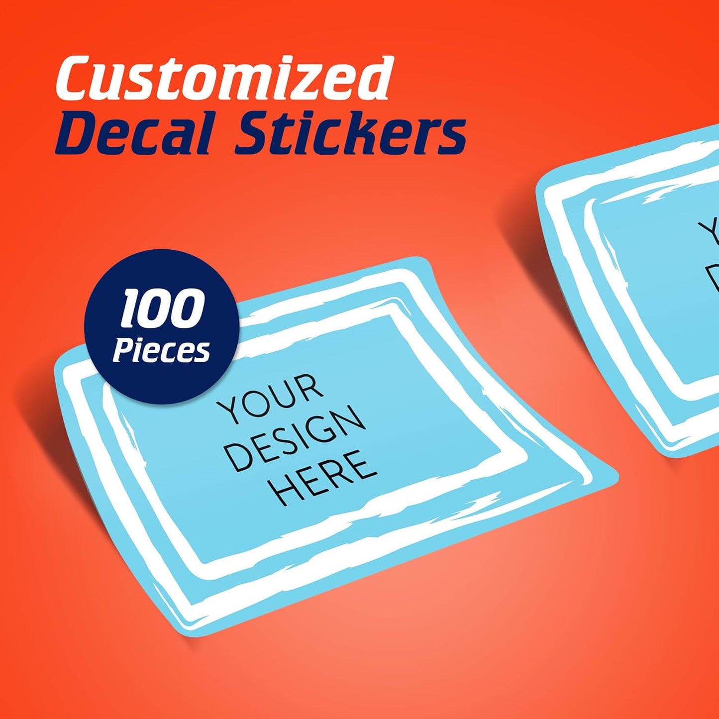 100 Custom Vinyl Stickers - Upload Your own Image, Text, Design, Logo - Personalized Logo Labels for Handmade, Packaging, Bottle, Jars, Candle, Brand Stickers (Blue Swirls, 5x3)