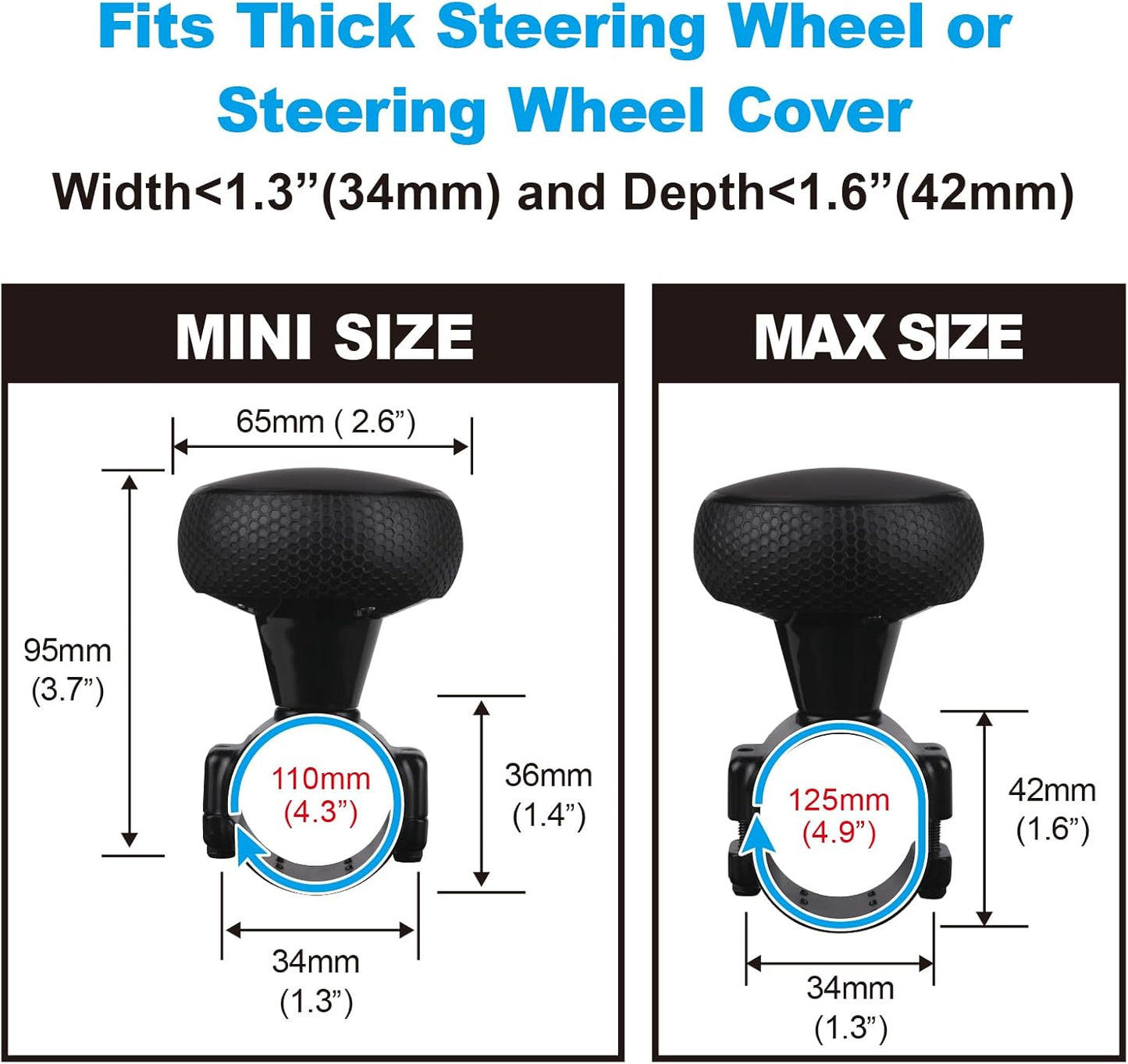 Hypersonic Steering Wheel Knob - Durable Black Suicide Knob Large Steering Wheel Ball Bearings, Making Steering Effortless and Smooth