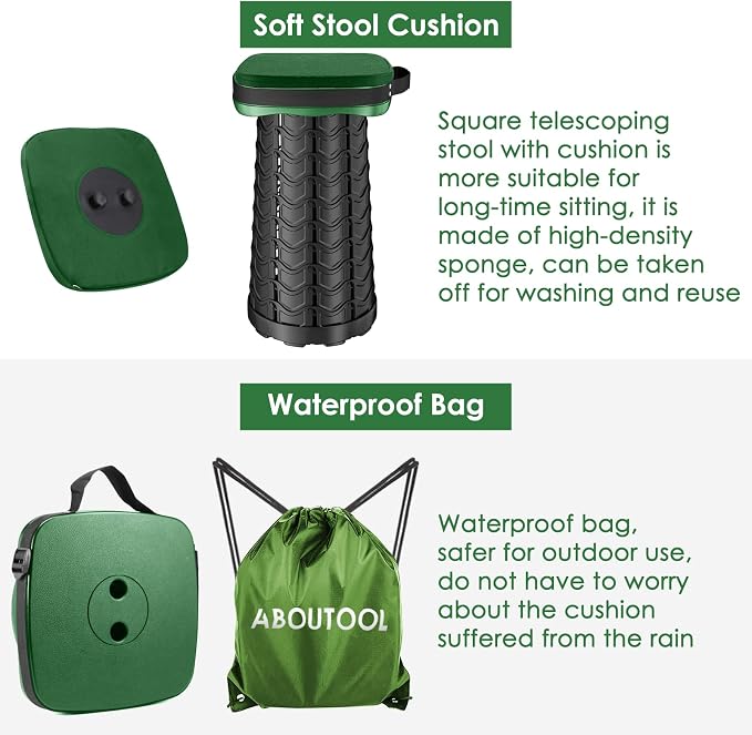 Folding Camping Stool, Square Collapsible Portable Stool - Image 7