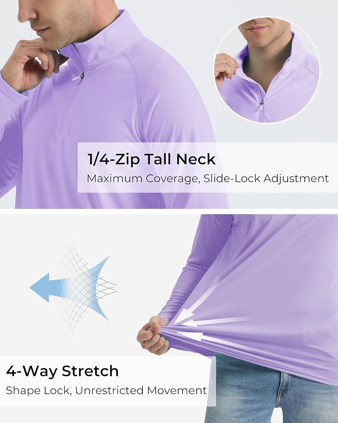 Boladeci Men's UPF 50+ Sun Shirts 1/4 Zip Long Sleeve SPF UV Protection - Image 5