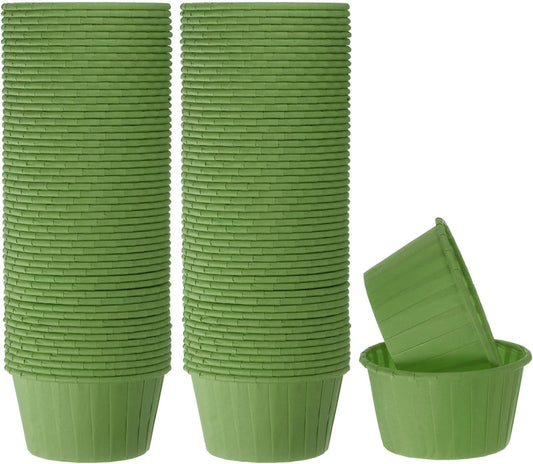 HARFINGTON 100Pcs Cupcake Baking Cups 3.5oz Standard Size Paper Cupcake Liners Greaseproof Wrappers Disposable for Wedding Birthdays Christmas Dessert, Green