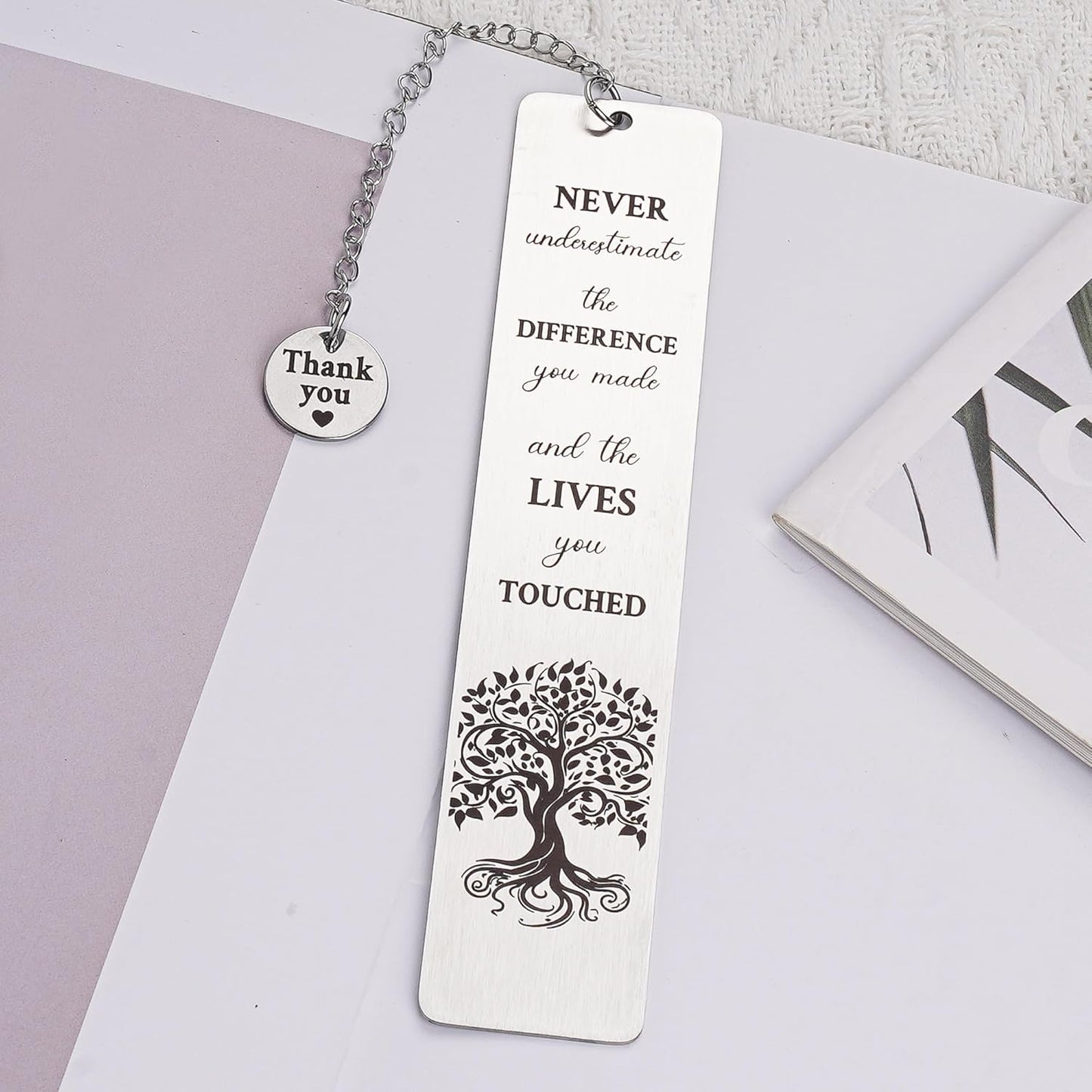 Inspirational Bookmark Gifts for Women Men - Metal Thank You Bookmarks with Never Underestimate The Difference Quote, Leaving Present for Colleagues Teacher Employees