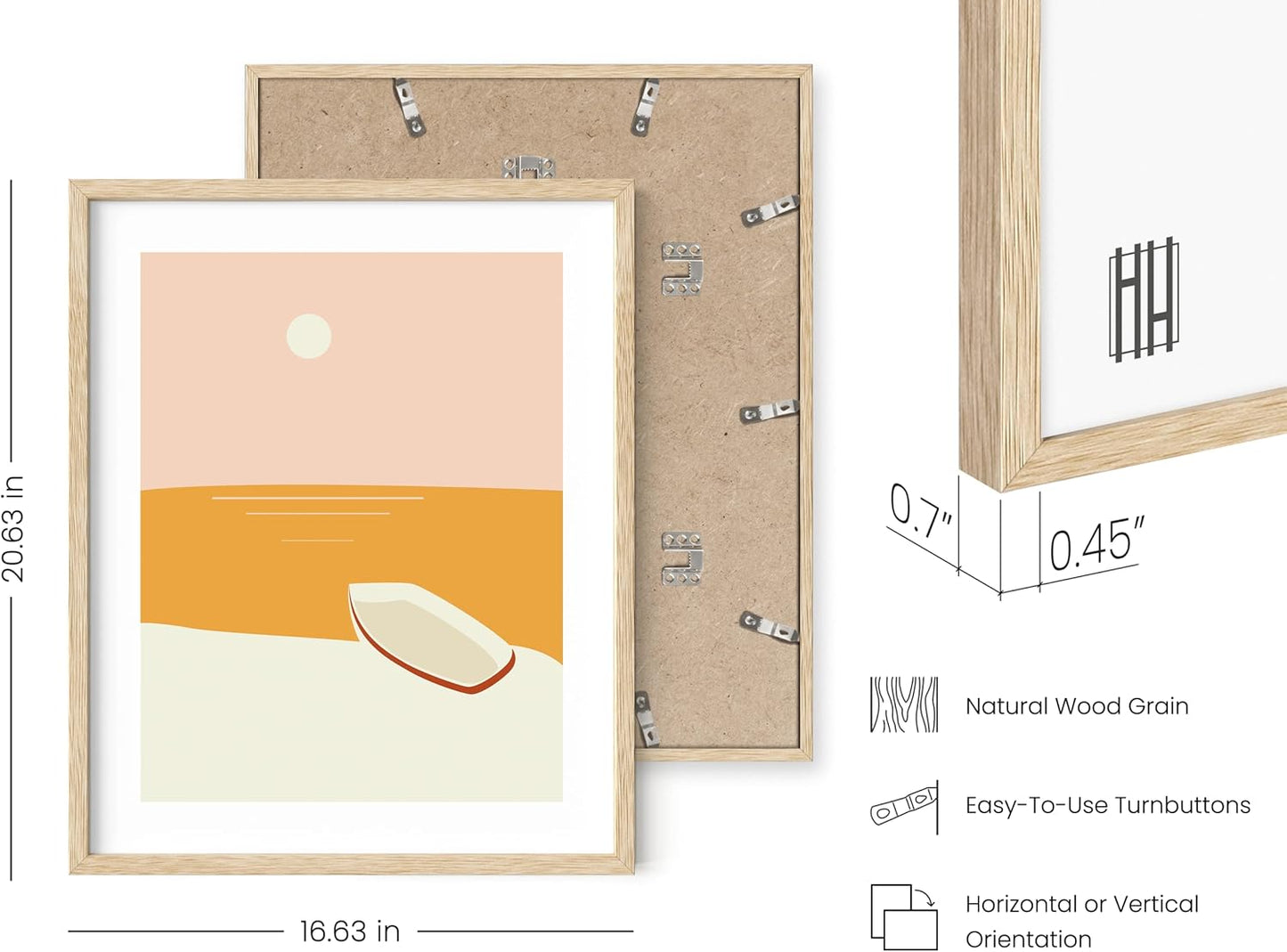 HAUS AND HUES Abstract Minimalist Landscape Wall Art – Set of 6 Modern Mountain Prints, Geometric Nature Posters, Aesthetic Minimalist Wall Decor (Beige Frame, 16x20)