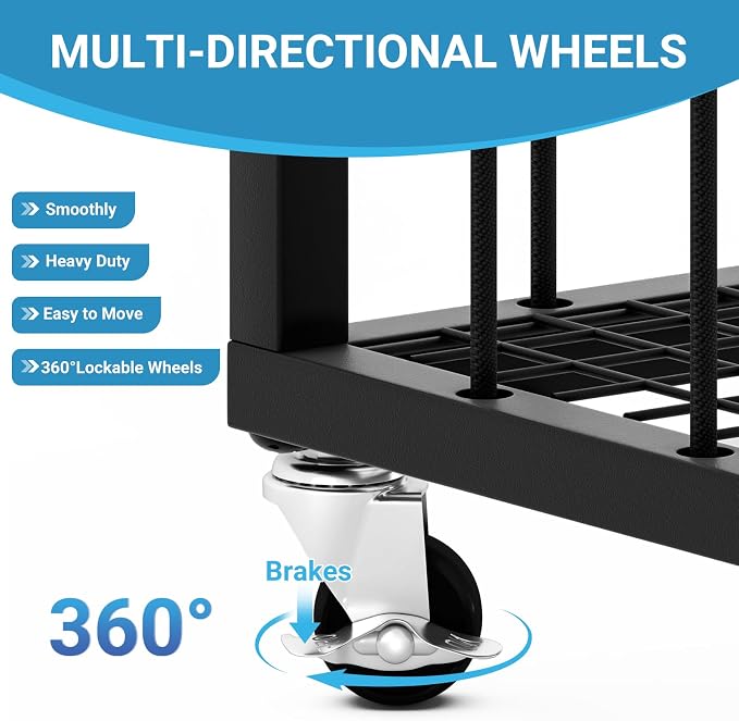 Ball Sports Organizer Storage Cart, Garage Metal Rolling Bin - Image 4