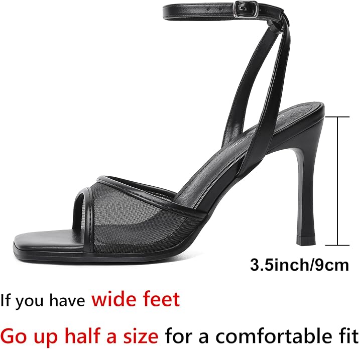 Mostrin Strappy Heels for Women Square Open Toe Lace Up Heeled Sandals Ankle - Image 2