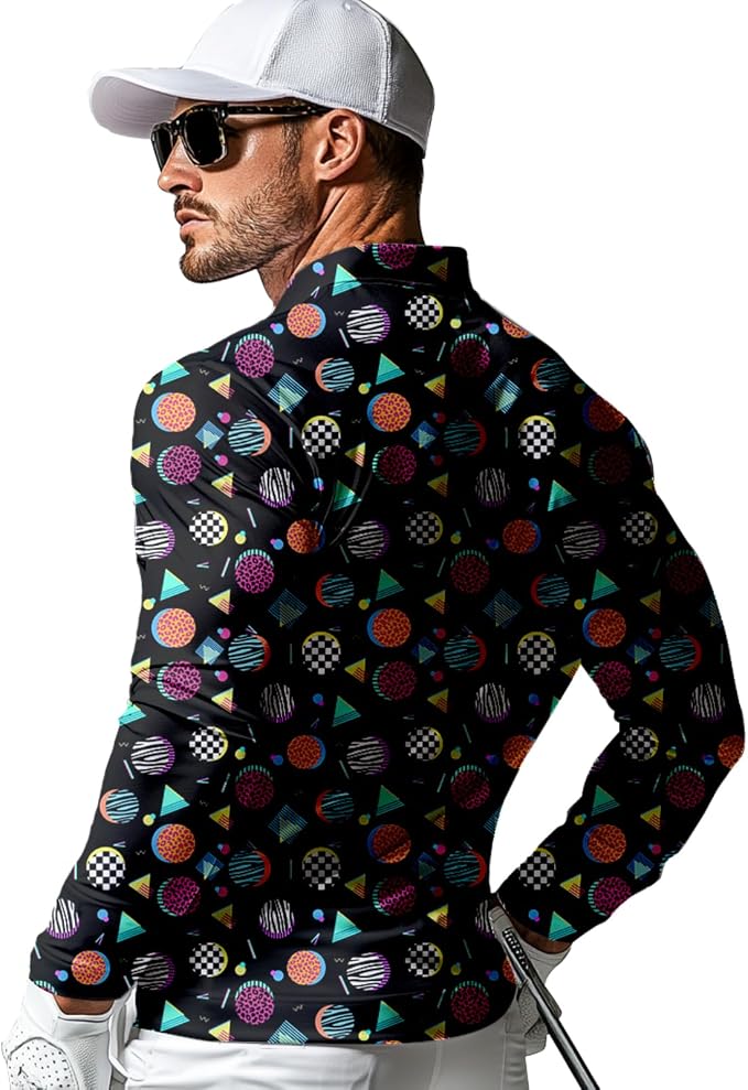 Men's Long Sleeve Golf Shirt Quick Dry 3 Button Work Fishing Outdoor Casual - Image 2