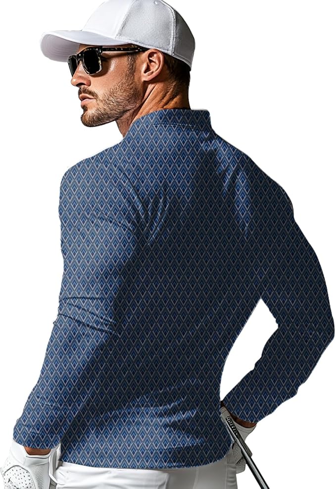 Men's Long Sleeve Golf Shirt Quick Dry 3 Button Work Fishing Outdoor Casual - Image 2