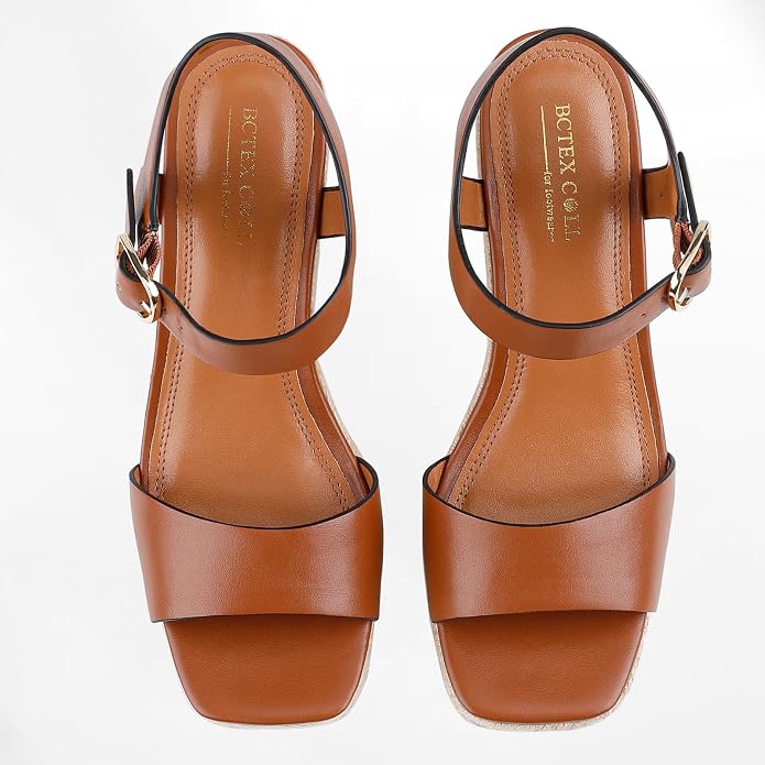 BCTEX COLL Women's Platform Wedge Espadrilles Sandals Comfortable Open Toe - Image 3