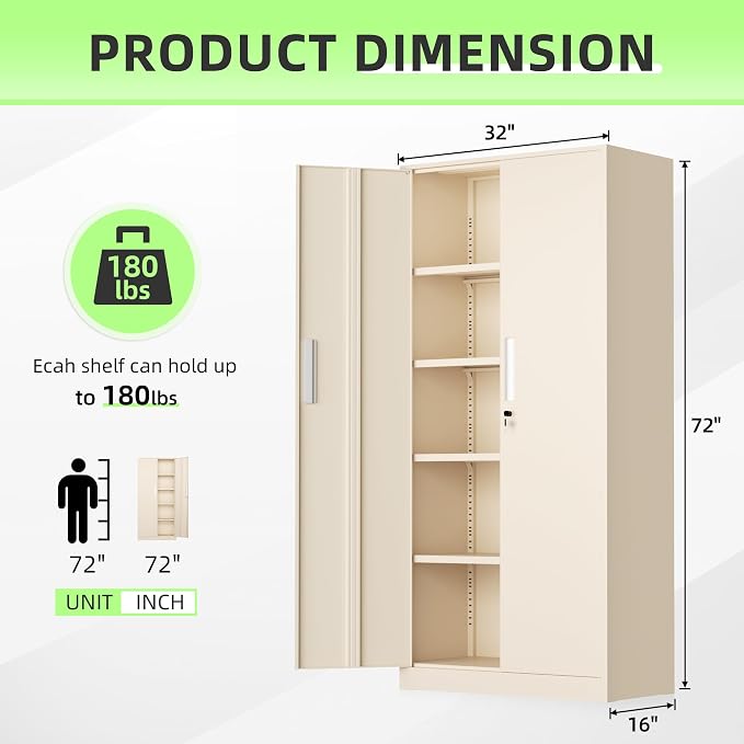 SUNCROWN 72" Metal Storage Cabinet - Image 3